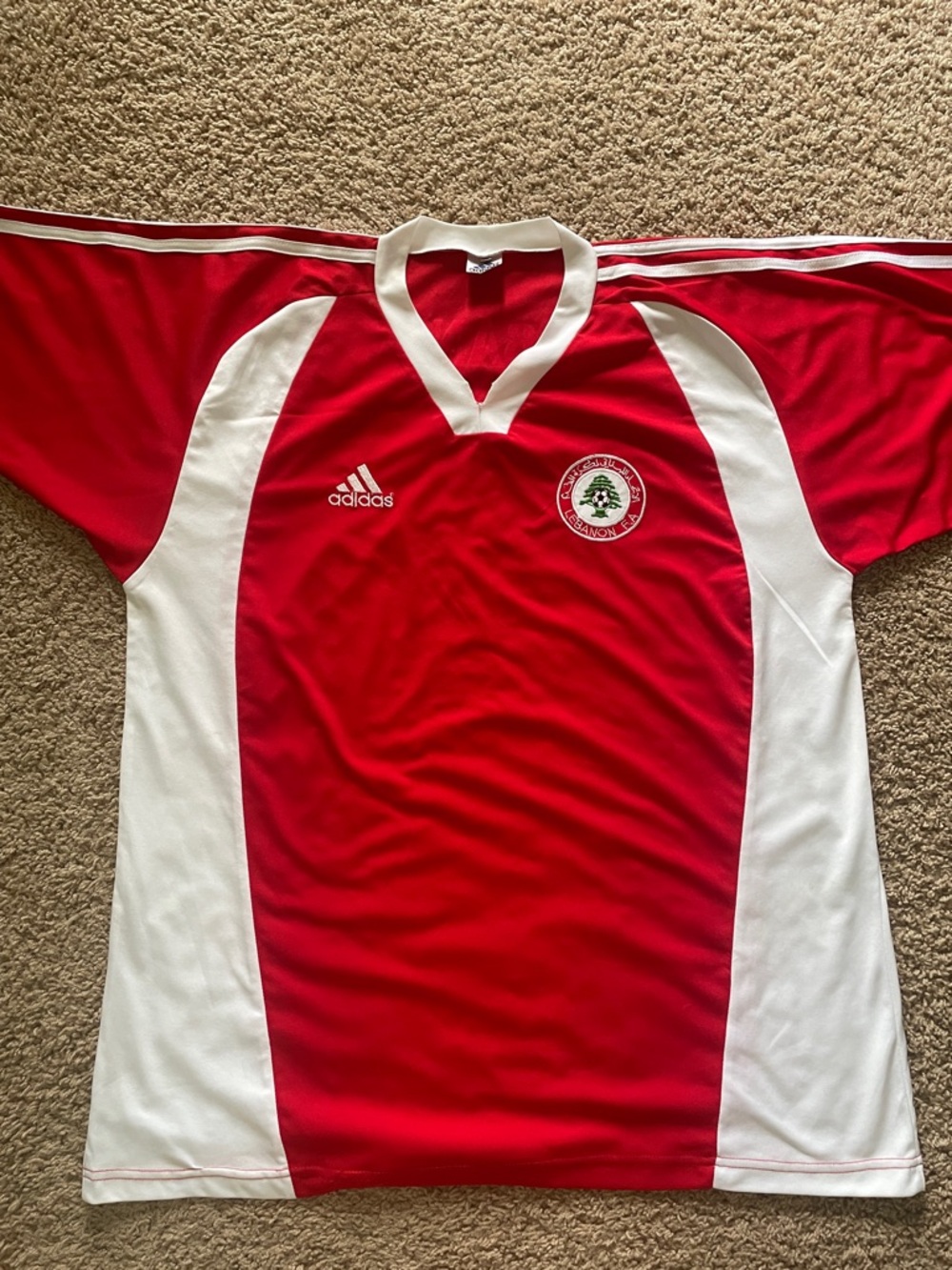 adidas Red and White Men's Soccer Jersey